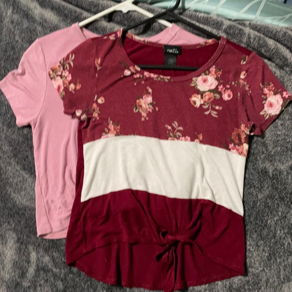 Two shirts Pink/dusty rose & burgundy/rust flower